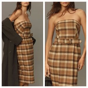Anthropologie Strapless Belted Midi Dress